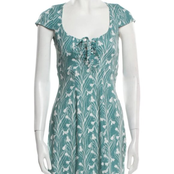 Miaou green and white floral lace up dress size small (s) - Picture 7 of 8